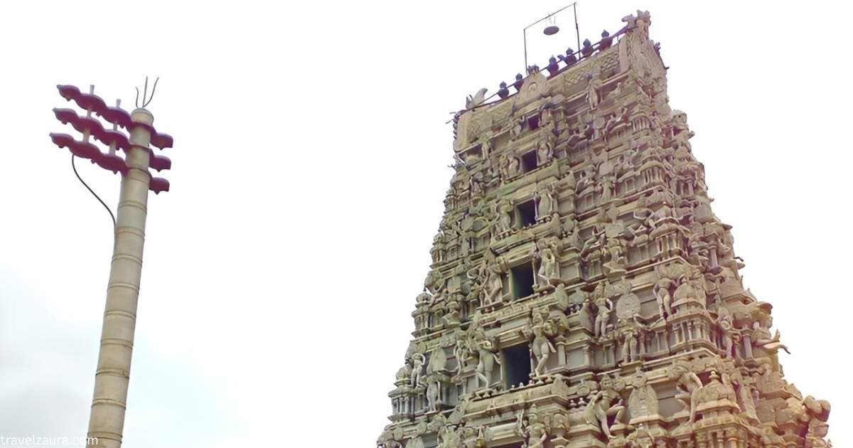 Draksharamam Bhimeswara Swamy Temple gopuram during morning darshan.