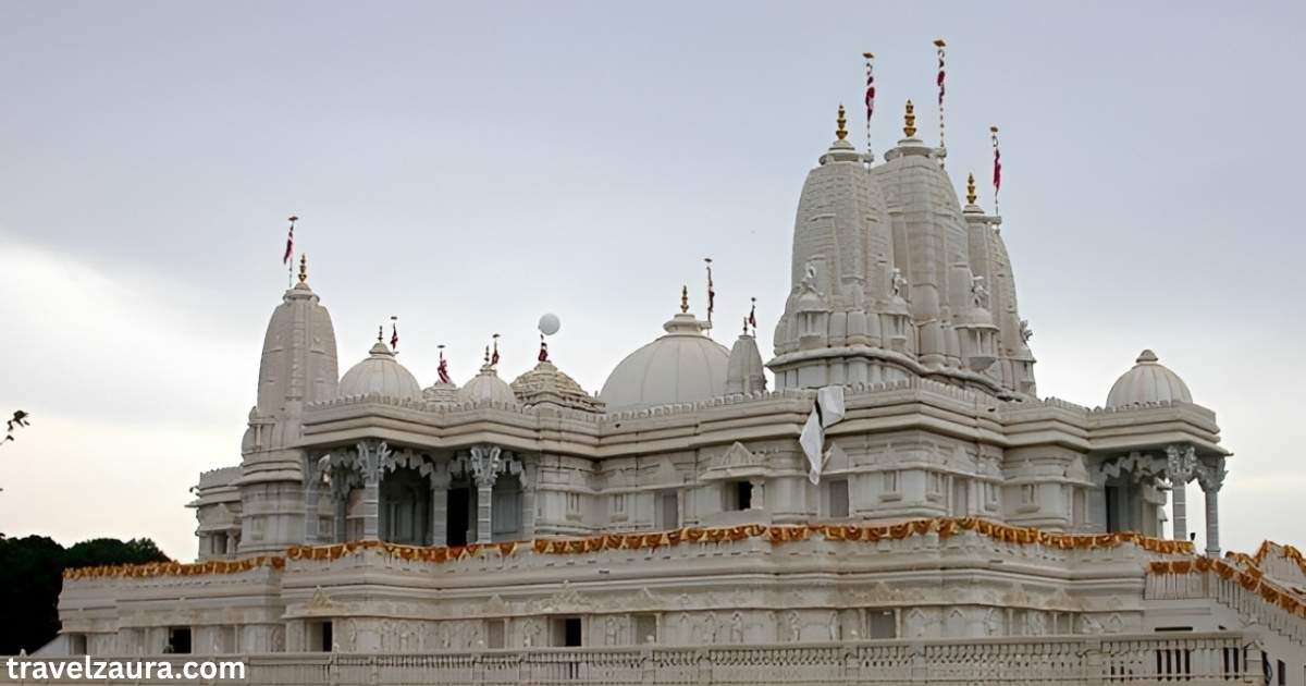Hindu Temple of Atlanta carved gopuram entrance.