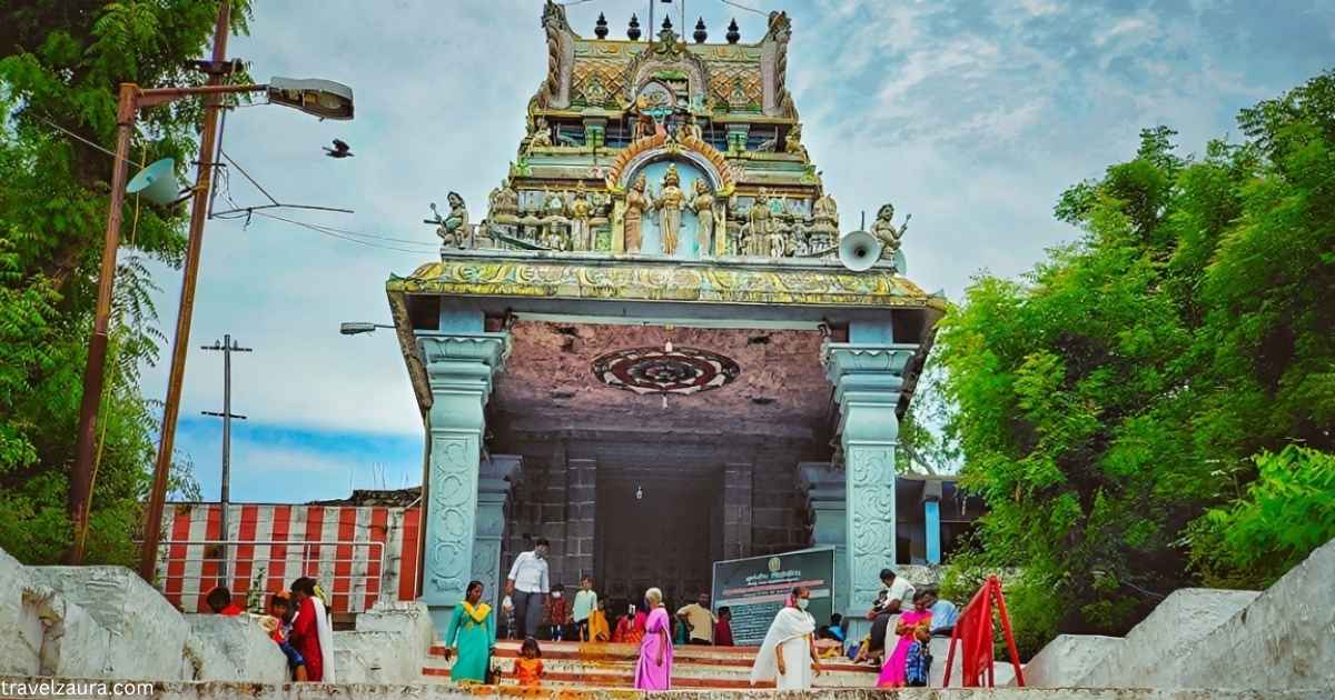 Kundrathur Murugan Temple hillock steps during morning darshan.