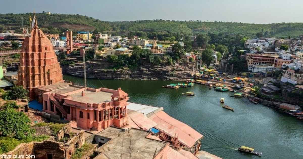 Omkareshwar Jyotirlinga temple at sunrise darshan.