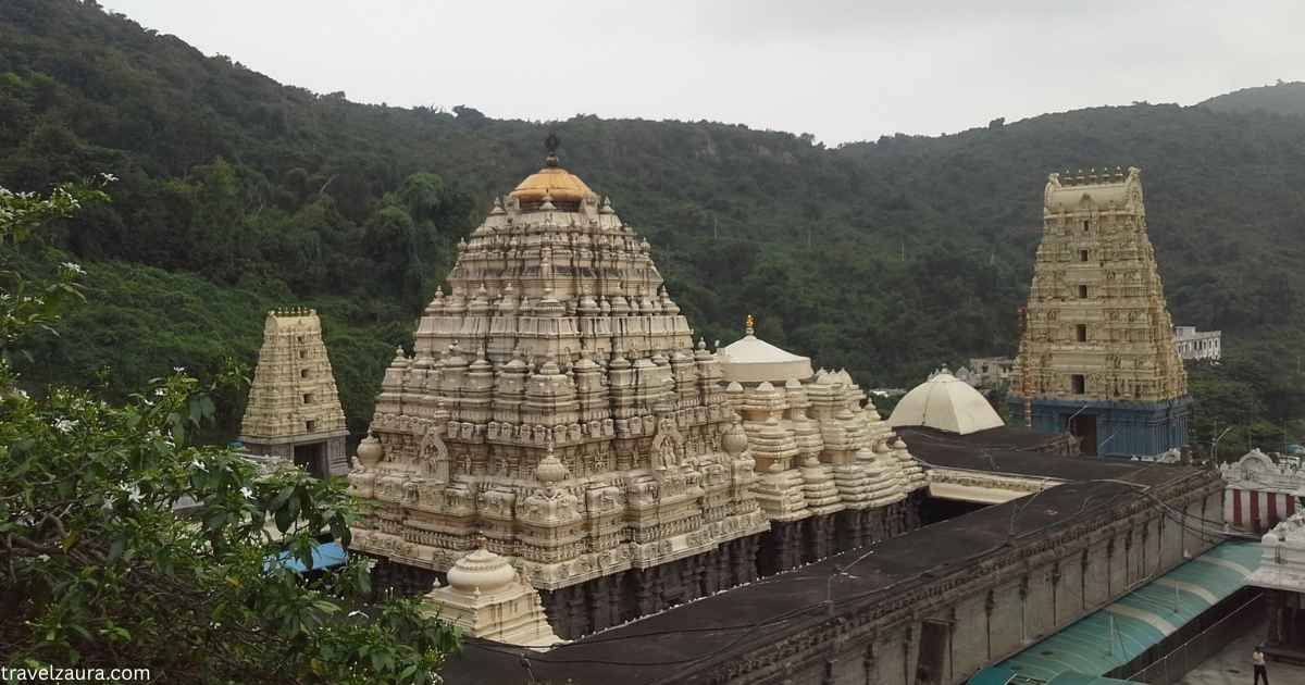Simhachalam Temple hilltop view during morning darshan timings.