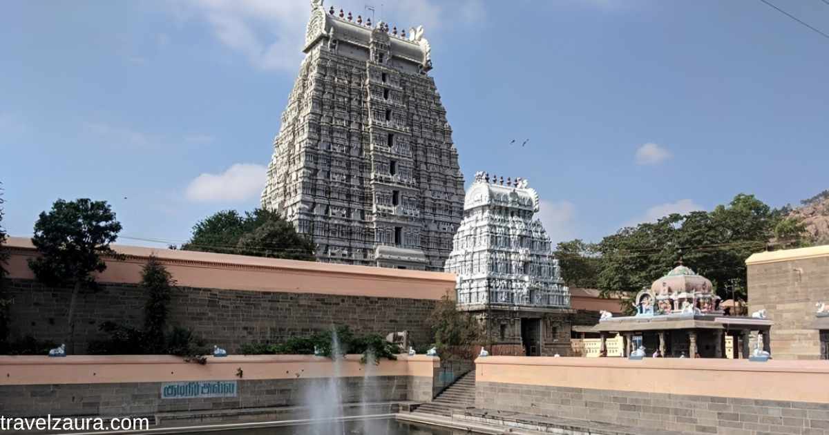 Arunachalam Temple gopuram in Tiruvannamalai.