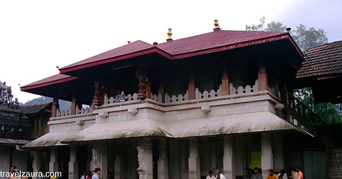Kollur Mookambika Temple gopuram amid the Western Ghats, Karnataka.