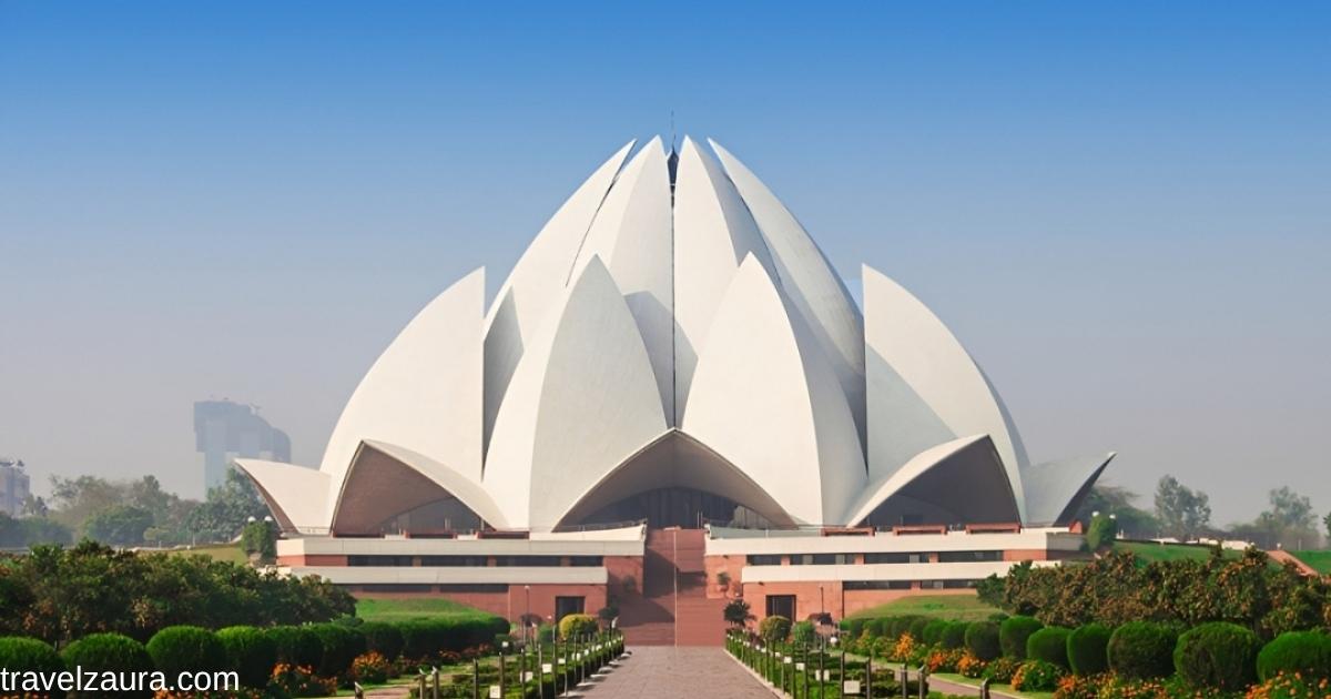 Lotus Temple Delhi's white marble lotus-shaped structure.