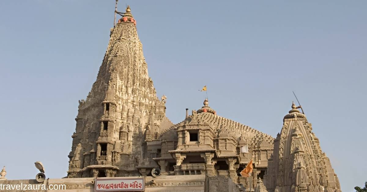 Dwarkadhish Temple timings draw pilgrims for morning darshan in Dwarka.