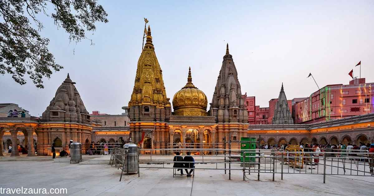 Kashi Vishwanath Temple's golden spire above Varanasi.