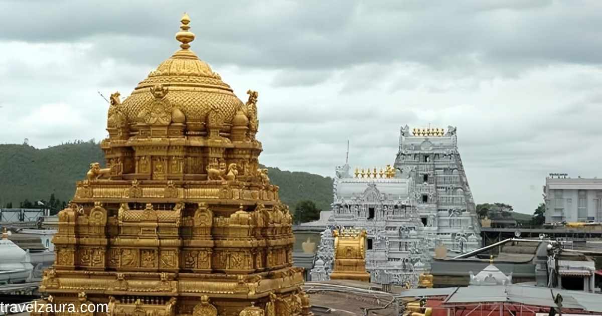 Golden gopuram of a Kerala famous temple under a clear sky.