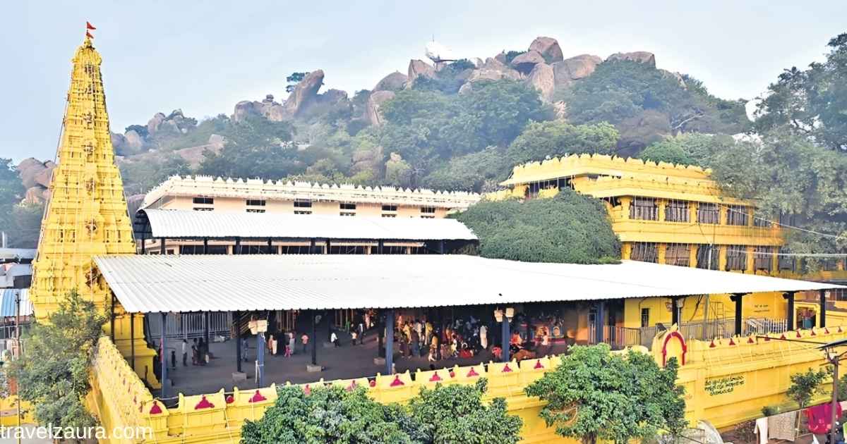 Devotees climbing the steps to Komuravelli Mallanna Temple in Siddipet district, Telangana.