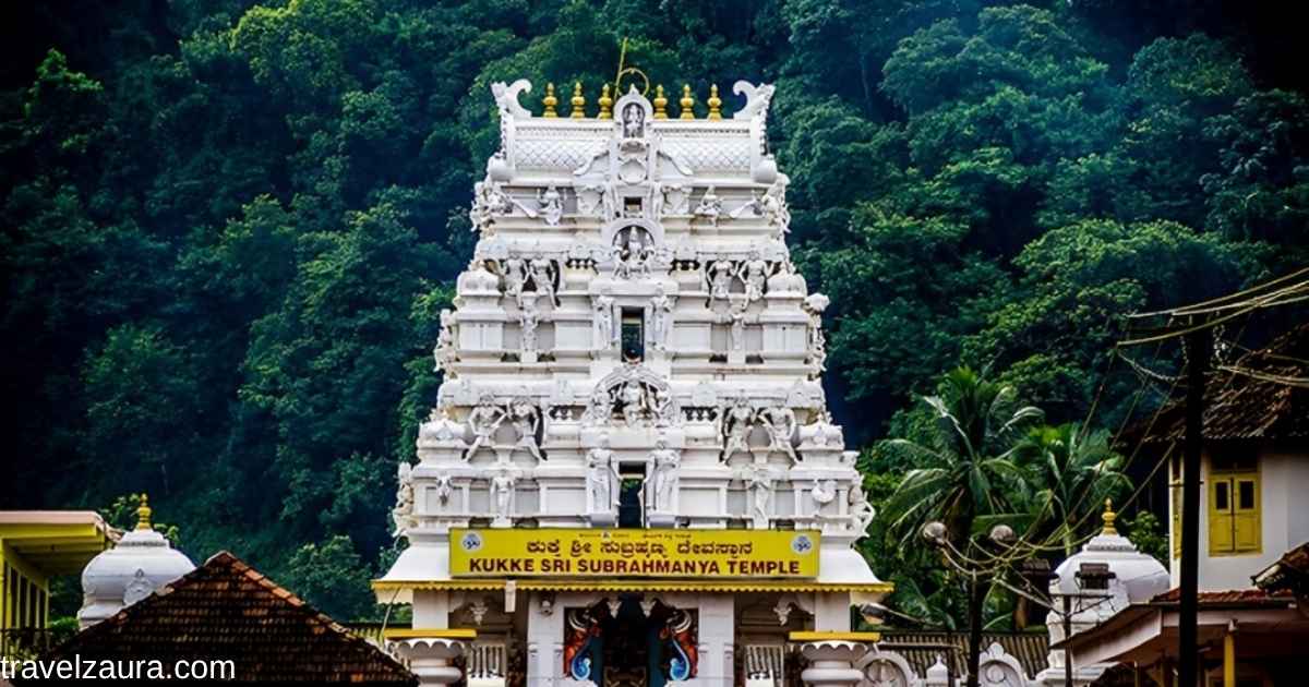 Kukke Subramanya Temple riverside view during morning darshan.