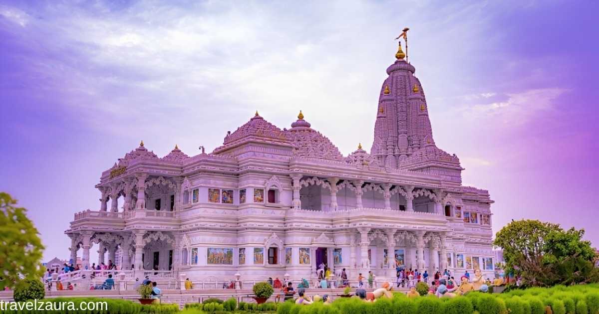 Prem Mandir Vrindavan Timing evening light and fountain show.