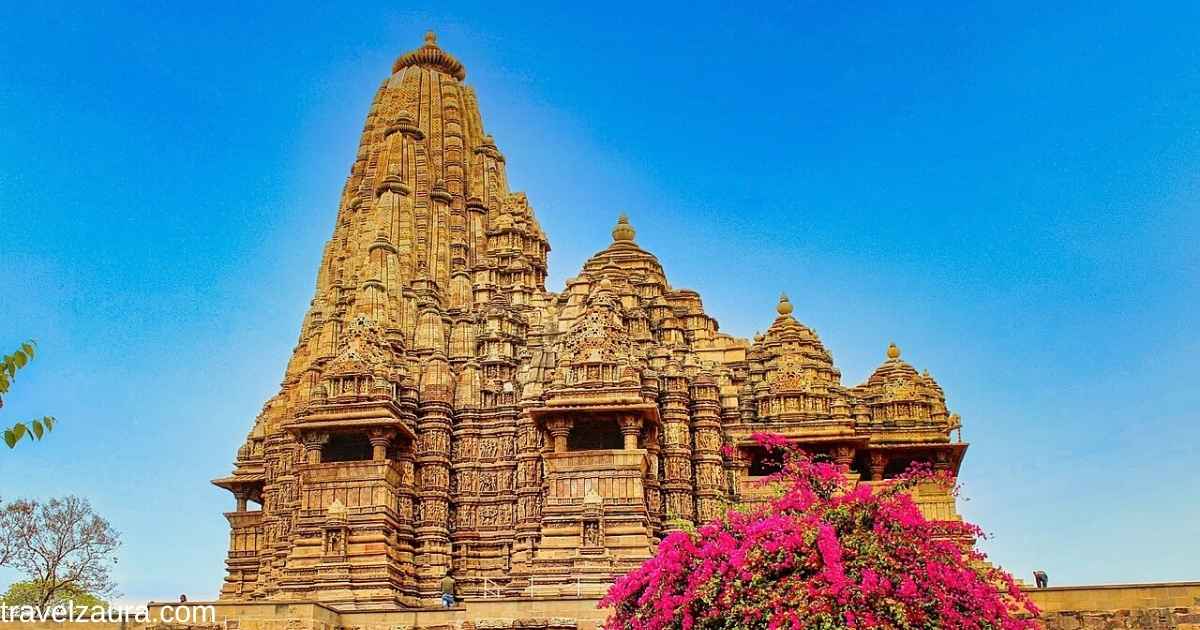 Kandariya Mahadeva Temple in Khajuraho glowing in morning light.